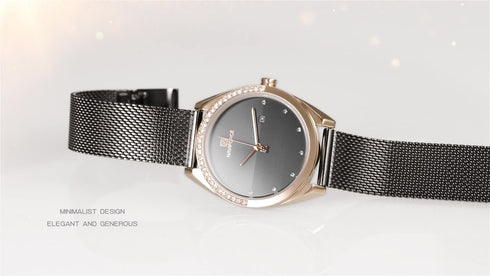 Naviforce Elegance - Women's Watch - Majestic Black - Adjustable Mesh Steel Strap - 1 Year Warranty - Free Box Packaging