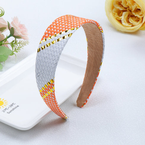 Woven Headband - Orange & White - Trendy!
