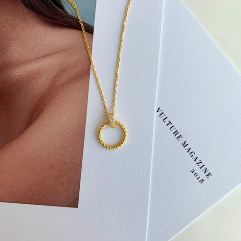 I Dream of Gold Necklace - 18K Gold Plated - Pure Stamped Sterling Silver (Chandi) + Certificate - 5A Cubic Zircon