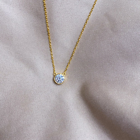 Milan Necklace - Genuine Gold Plating - Pure Stamped Sterling Silver (Chandi) + Certificate - 5A Cubic Zircon