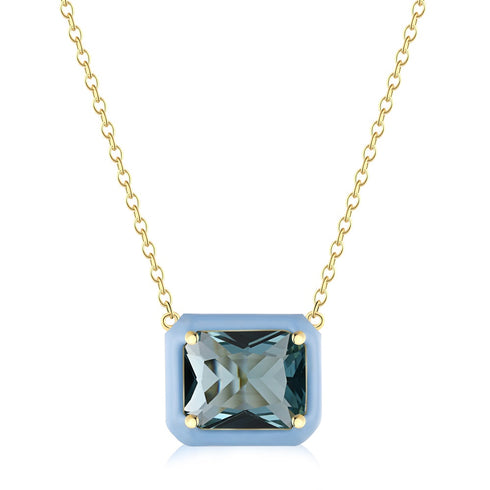 Stella Necklace (Stella Blue) - Genuine Gold Plated - Pure Stamped Sterling Silver (Chandi) + Certificate - 5A Cubic Zircon