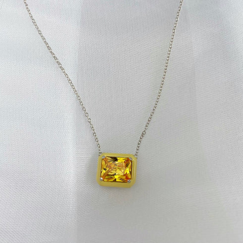 Stella Necklace (Galaxy Gold) - Pure Stamped Sterling Silver (Chandi) + Certificate - 5A Cubic Zircon