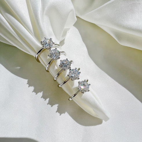 Everyday Lux Ring - Adjustable Size - Pure Stamped Sterling Silver (Chandi) - 5A Cubic Zircon - Certificate