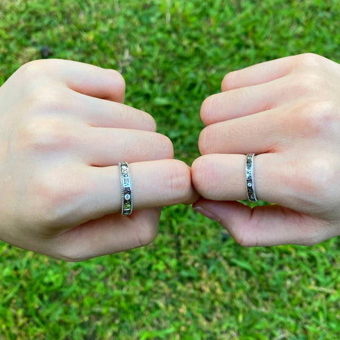 Couple Ring Set - Adjustable Size - Pure Sterling Silver (Chandi) - 5A Zircon - Certificate