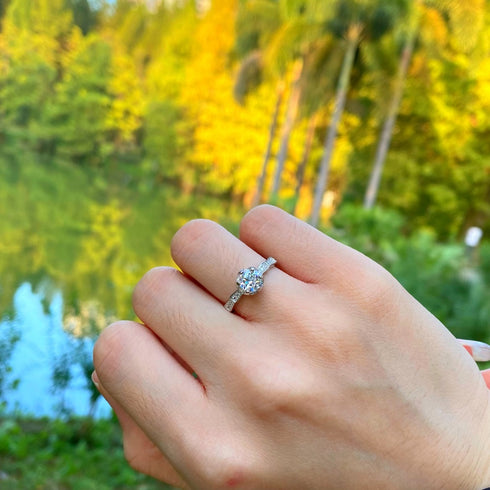 Couple Ring Set - Adjustable Size - Pure Sterling Silver (Chandi) - 5A Cubic Zircon - Certificate