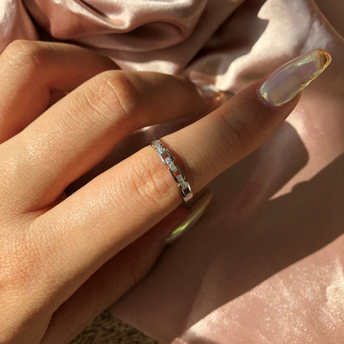 Couple Ring Set - Adjustable Size - Pure Sterling Silver (Chandi) - 5A Cubic Zircon - Certificate