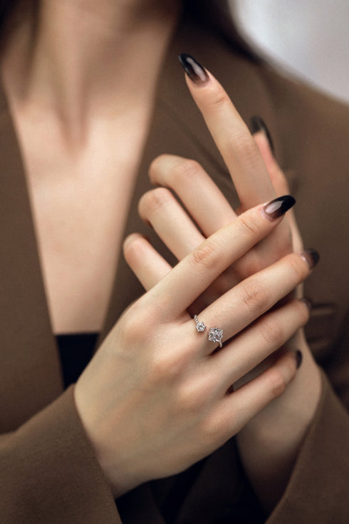 Vamos Ring - Adjustable Size - Genuine Gold Plated - Pure Stamped Sterling Silver (Chandi) + Certificate - 5A Cubic Zircon