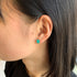 Antalya Studs Earrings (Seaweed Turquoise) - Pure Stamped Sterling Silver (Chandi) - 5A Cubic Zircon + Certificate