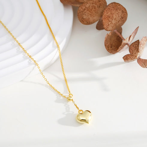 Heart of Gold Necklace - 18K Gold Plated on Pure Sterling Silver (Chandi) + Certificate - Box Packaging