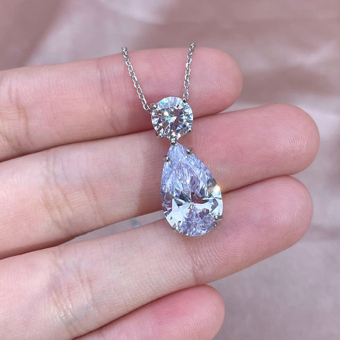 Diamond Illusion Necklace - Pure Sterling Silver (Chandi) - Cubic Zircon