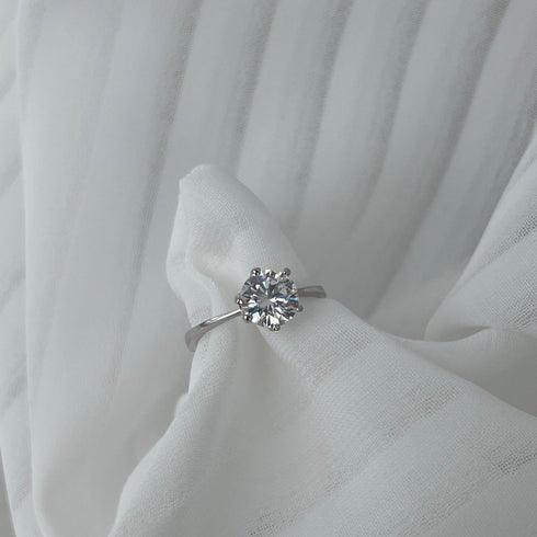 Everyday Lux Ring - Adjustable Size - Pure Stamped Sterling Silver (Chandi) - 5A Cubic Zircon - Certificate