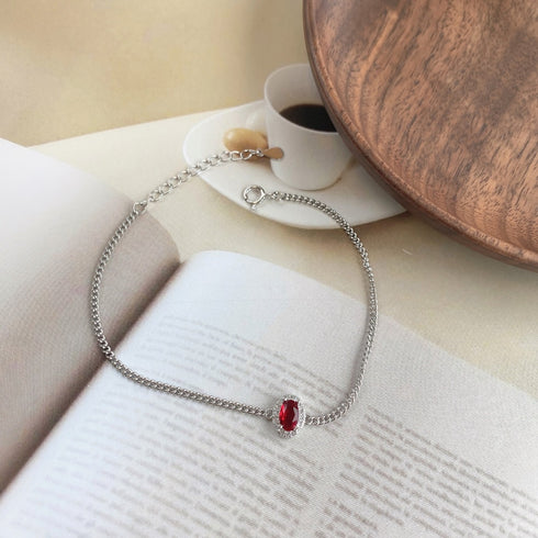 Diva Bracelet (Ruby Red) - Pure Sterling Silver (Chandi) - Rhodium Plated - 5A Cubic Zircon