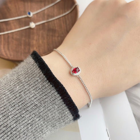 Diva Bracelet (Ruby Red) - Pure Sterling Silver (Chandi) - Rhodium Plated - 5A Cubic Zircon
