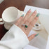 Modern Renaissance (Emerald Green & White) - Adjustable Ring - Pure Sterling Silver (Chandi) - Free Box Packaging