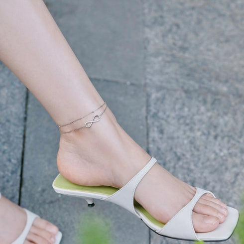 Infinity Love Bracelet/Anklet - Pure Sterling Silver (Chandi) - Cubic Zircon