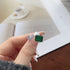 Modern Renaissance (Emerald Green & White) - Adjustable Ring - Pure Sterling Silver (Chandi) - Free Box Packaging