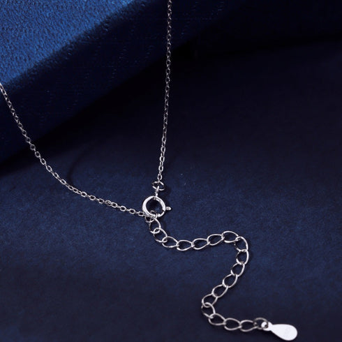 Blushing Day Light Necklace (Sapphire Blue) - Pure Sterling Silver (Chandi) - 5A Cubic Zircon - Certificate