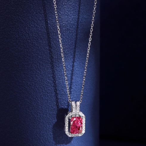Victoria Necklace (Ruby Red) - Pure Stamped Sterling Silver (Chandi) + Certificate - 5A Cubic Zircon