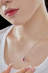 Victoria Necklace (Ruby Red) - Pure Stamped Sterling Silver (Chandi) + Certificate - 5A Cubic Zircon