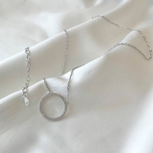 Discovery of Sparkle Necklace - Pure Stamped Sterling Silver (Chandi) + Certificate - 5A Cubic Zircon