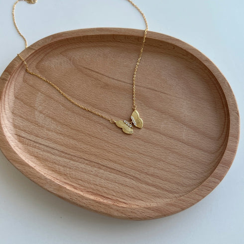 Butterfly Necklace - Pure Stamped Sterling Silver (Chandi) + Certificate - 5A Cubic Zircon