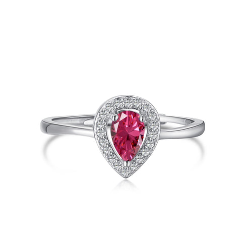 Vivid Ring (Ruby Pink) - Adjustable - Pure Sterling Silver (Chandi) - Cubic Zircon