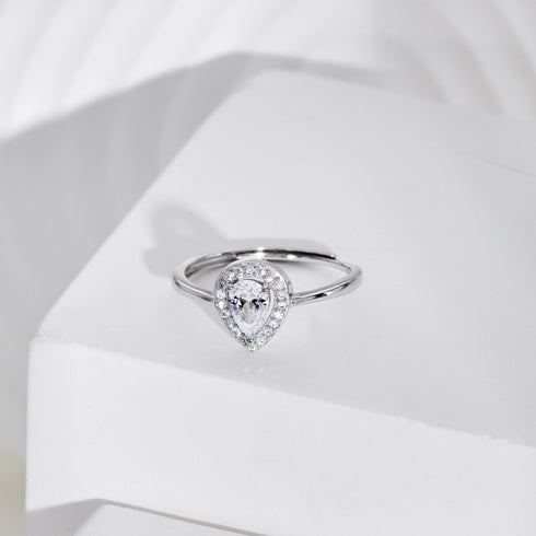 Vivid Ring - Adjustable - Pure Sterling Silver (Chandi) - Cubic Zircon