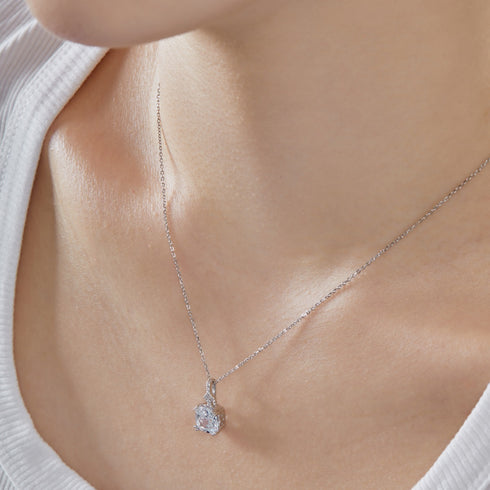 Blushing Day Light Necklace - Pure Sterling Silver (Chandi) - Cubic Zircon