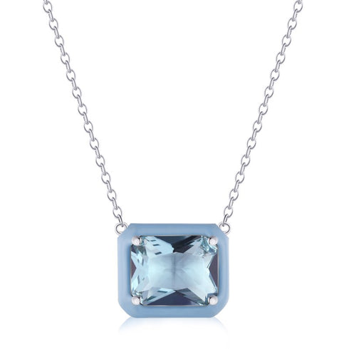 Stella Necklace (Stella Blue) - Pure Stamped Sterling Silver (Chandi) + Certificate - 5A Cubic Zircon