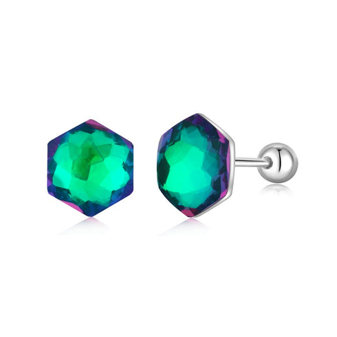 Mythical Studs Earrings (Emerald Green) - Pure Stamped Sterling Silver (Chandi) - Certificate