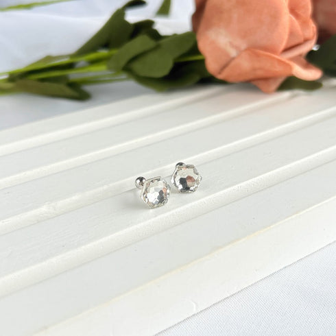 Mythical Studs Earrings (Diamond White) - Pure Stamped Sterling Silver (Chandi) - Certificate