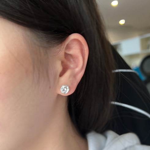 Mythical Studs Earrings (Diamond White) - Pure Stamped Sterling Silver (Chandi) - Certificate