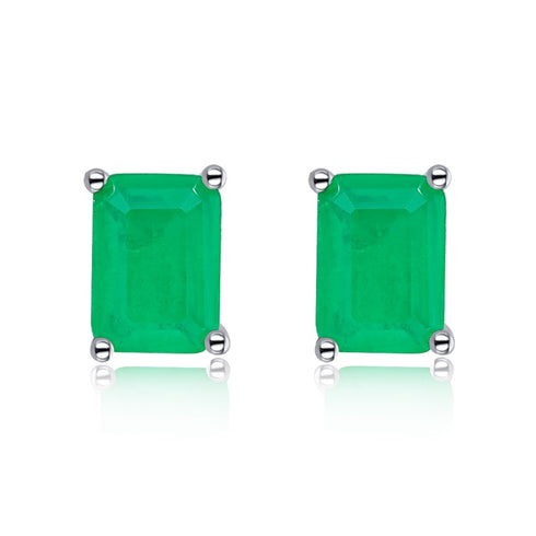 Antalya Studs Earrings (Seaweed Green) - Pure Stamped Sterling Silver (Chandi) - 8A Cubic Zircon + Certificate