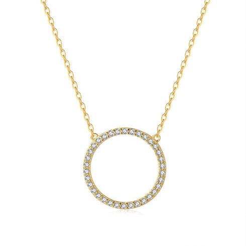 Discovery of Sparkle Necklace - Genuine Gold Plated - Pure Stamped Sterling Silver (Chandi) + Certificate - 5A Cubic Zircon