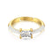 Urban Chic Ring (Gold & Modern White) - Adjustable Size - Enamel & Pure Sterling Silver (Chandi) - Cubic Zircon