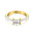 Urban Chic Ring (Gold & Modern White) - Adjustable Size - Enamel & Pure Sterling Silver (Chandi) - Cubic Zircon