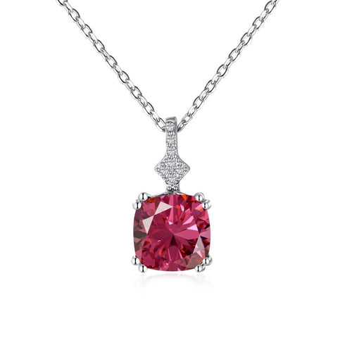 Blushing Day Light Necklace (Ruby Red) - Pure Sterling Silver (Chandi) - 5A Cubic Zircon - Certificate