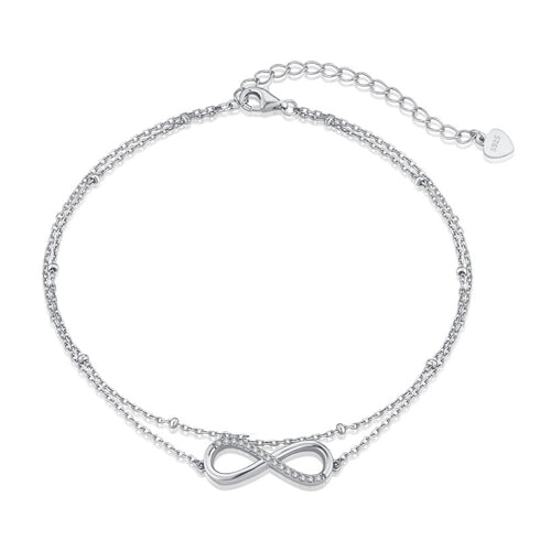 Infinity Love Bracelet/Anklet - Pure Sterling Silver (Chandi) - Cubic Zircon