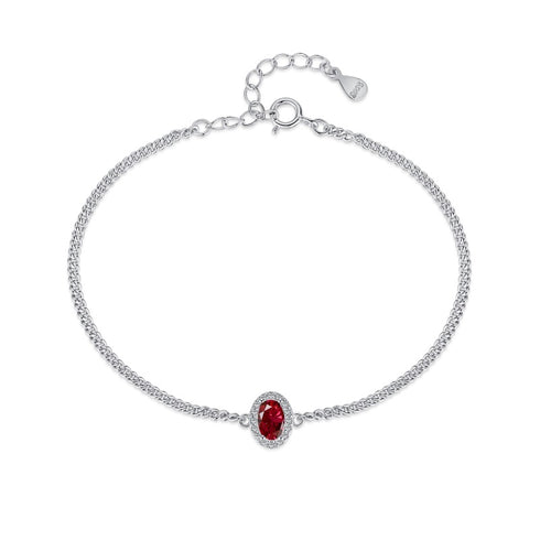 Diva Bracelet (Ruby Red) - Pure Sterling Silver (Chandi) - Rhodium Plated - 5A Cubic Zircon