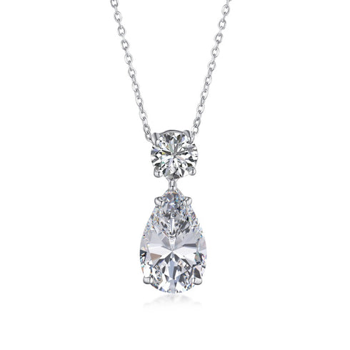 Diamond Illusion Necklace - Pure Sterling Silver (Chandi) - Cubic Zircon