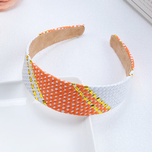 Woven Headband - Orange & White - Trendy!