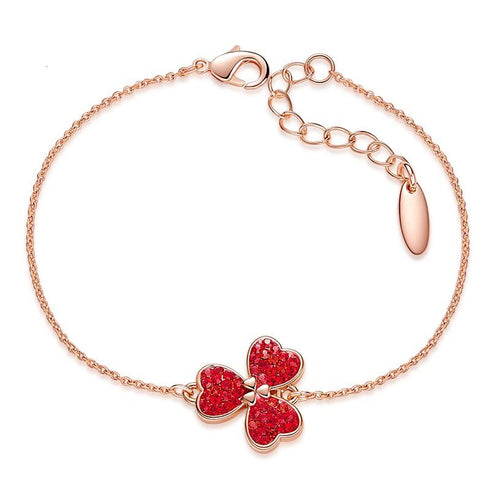 Rose Gold Plated Clover Design Bracelet! - Embellished with Swarovski® Crystal Elements! - Hot Seller! - Luxury Collection!