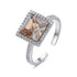 Ring of Elizabeth! (Majestic Brown) - Adjustable Size! - Rhodium Plated ! - with European Crystals! - Free Box Packaging!