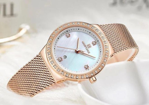 Women's Classic Rose Gold Plated with Crystals - Limited Edition! - 1 Year Warranty