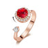 Island of Sparkle (Ruby Red) Ring! - Adjustable Size! - Rose Gold Plated ! - with Dancing European Crystals! - Free Box Packaging!