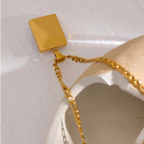 Vintage Stone Necklace - 18K Genuine Gold Plated over Pure Stainless Steel! - Chic Design! - Free Box Packaging!
