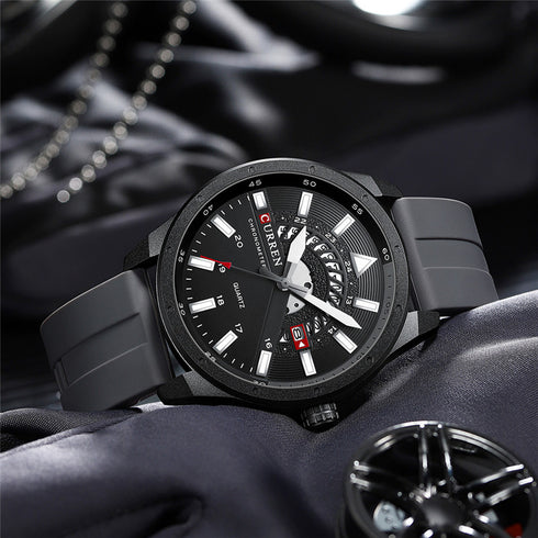 Curren Mens Watch - Ultra Soft Silicon Strap - Box Packaging! - Water Resistant 3ATM! - 1 Year Warranty!