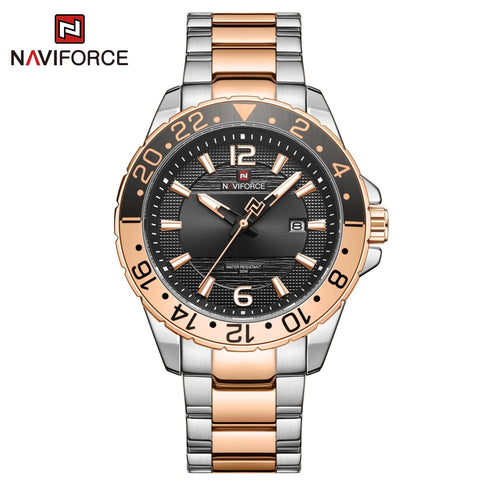 Naviforce Tribute - Men's Watch - Rose Gold & Black - Water Resistant! - 1 Year Warranty!