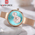 Naviforce Women's Sea Green & Rose Gold Blossom! - Adjustable Steel Strap! - 1 Year Warranty! - Water Resistant!