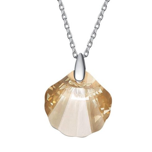 She Shells - 925 Stamped Sterling Silver (Chandi) Necklace - Genuine European Crystals! - Free Gift Packaging!